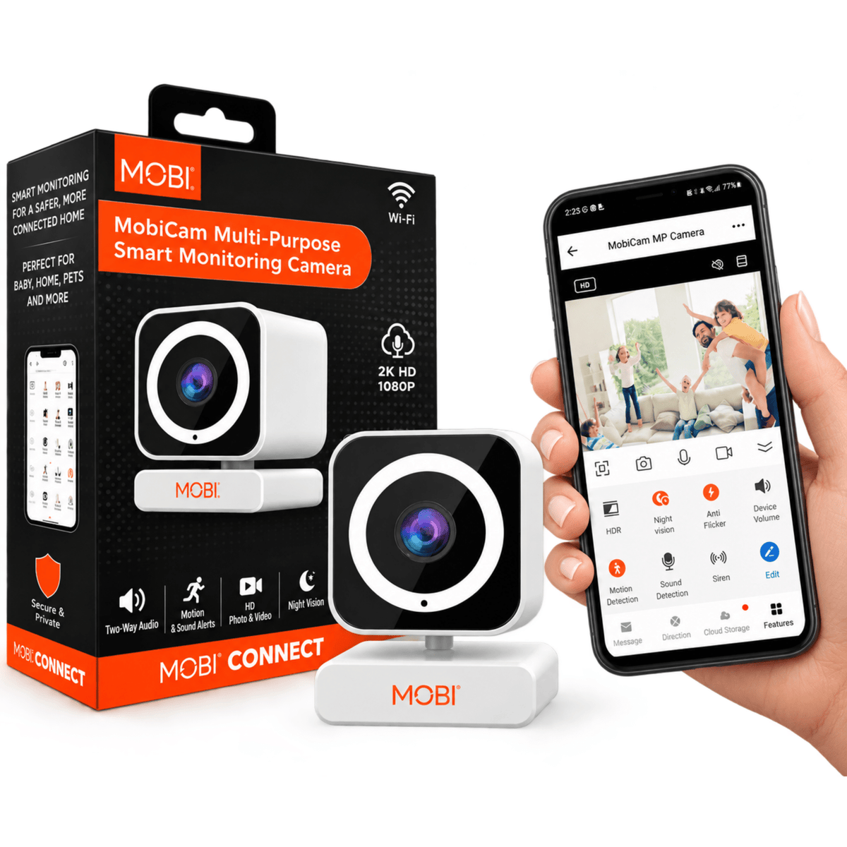 MobiCam MP Smart Nursery & Home Camera – 3MP 1080p, Dual Band Wi‑Fi, Night Vision - MOBI USA
