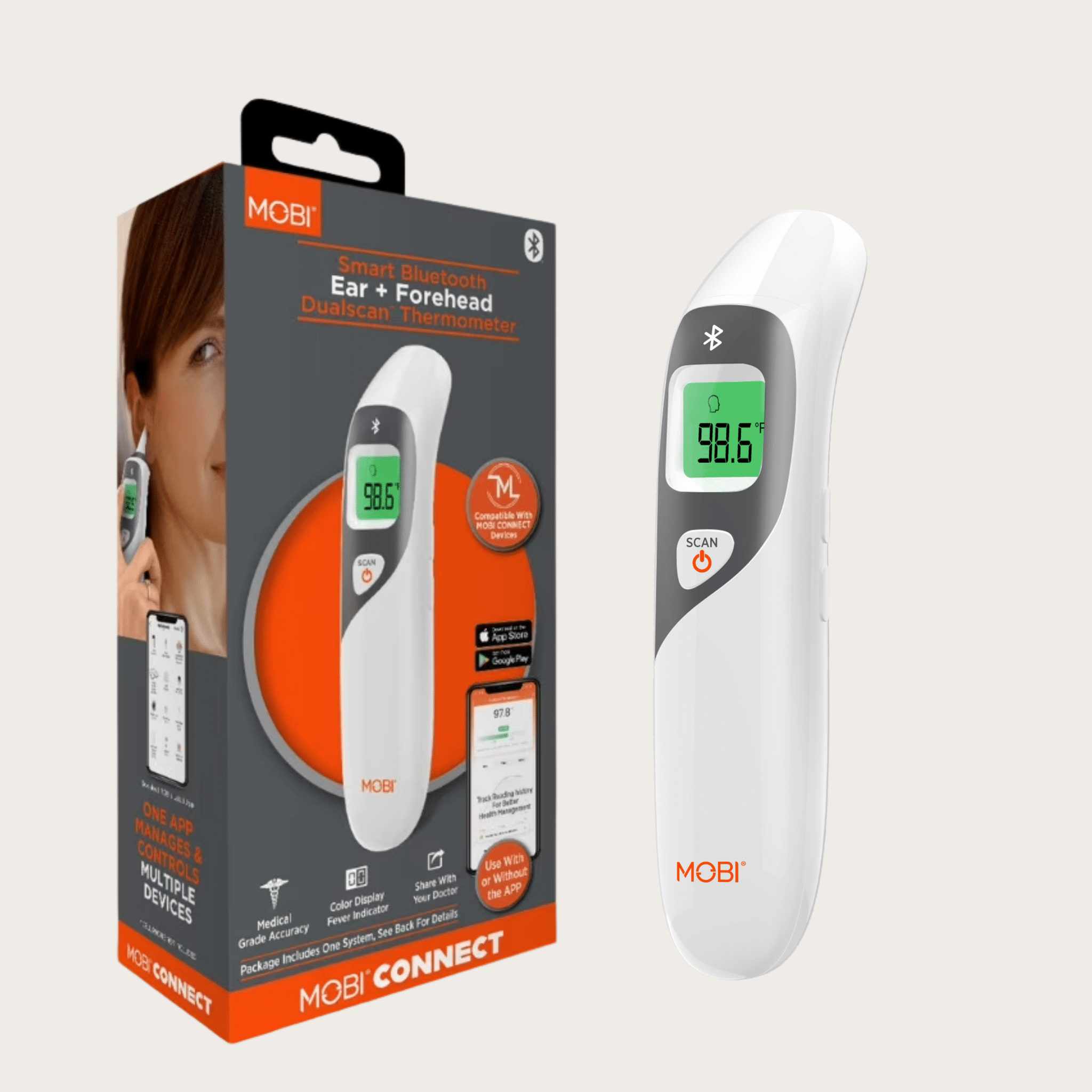 Smart DualScan Ear & Forehead Bluetooth Thermometer - MOBI USA