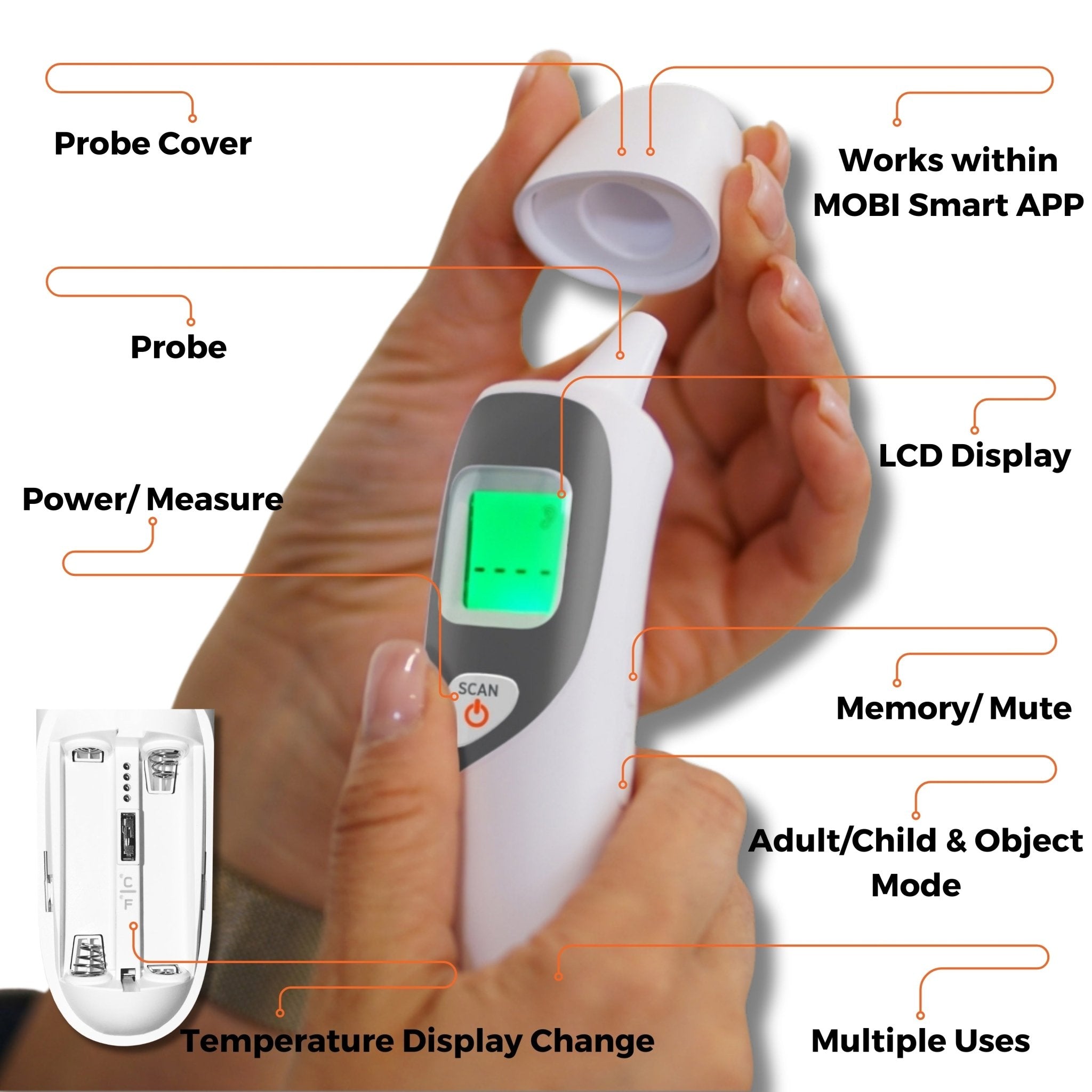 Smart DualScan Ear & Forehead Bluetooth Thermometer - MOBI USA