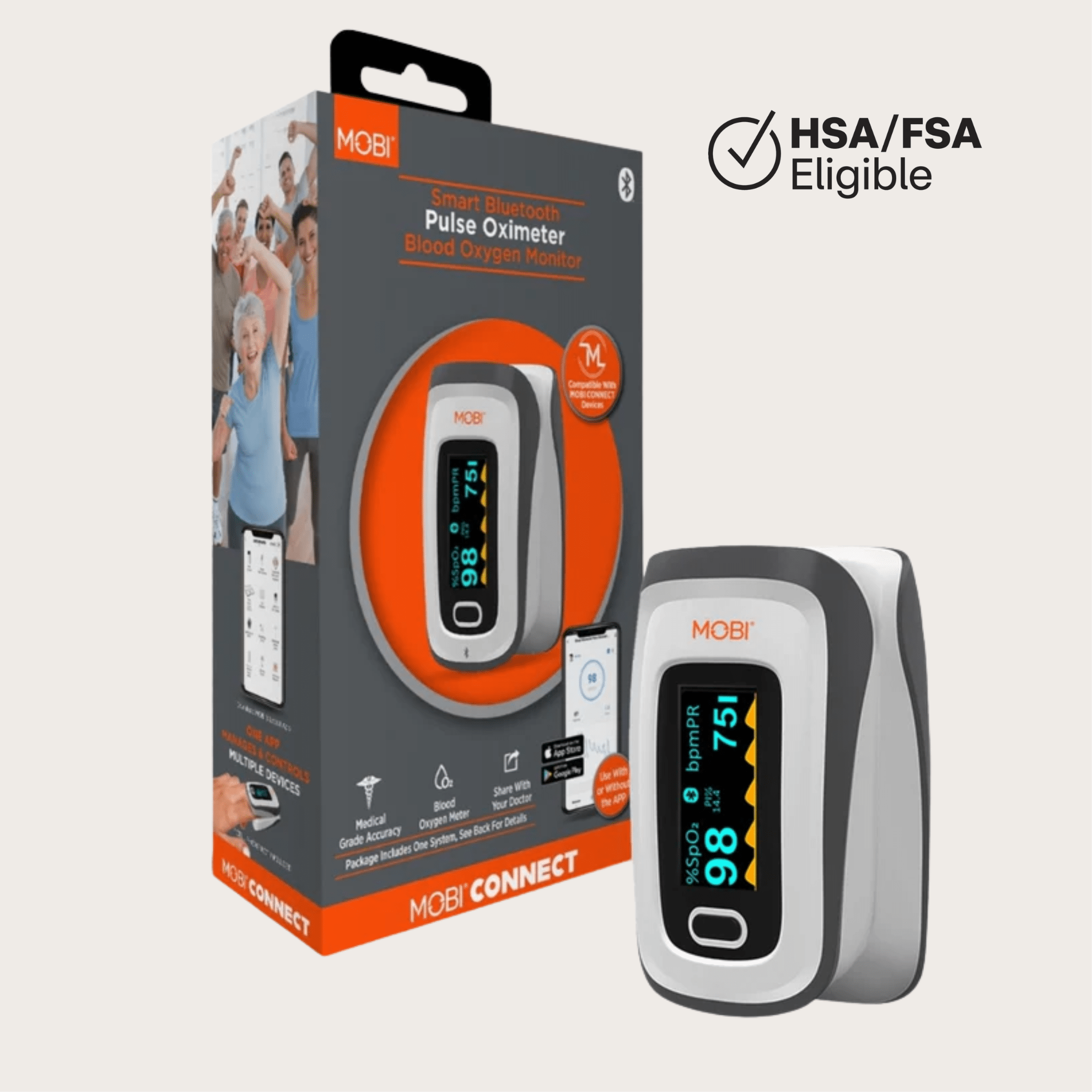 Smart Fingertip Bluetooth Pulse Oximeter - MOBI USA