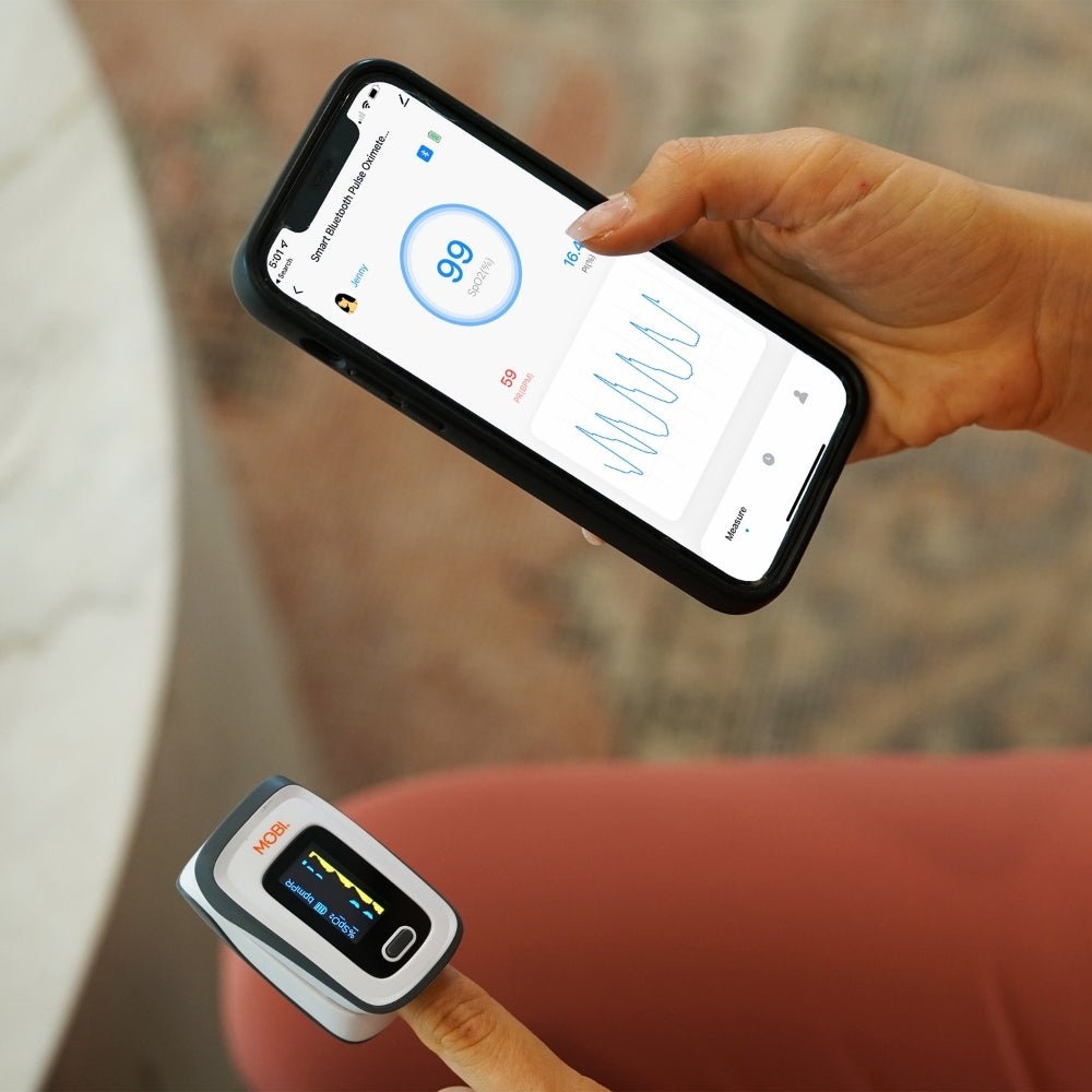 Smart Fingertip Bluetooth Pulse Oximeter With Pulse Rate Readings - MOBI USA