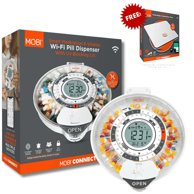 Smart Pill/Medication Dispenser With 28 Day Capacity - MOBI USA