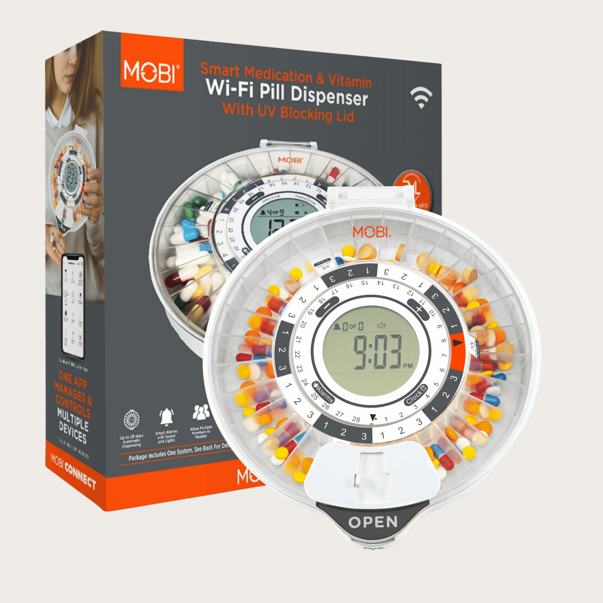 Smart Pill/Medication Dispenser With 28 Day Capacity - MOBI USA