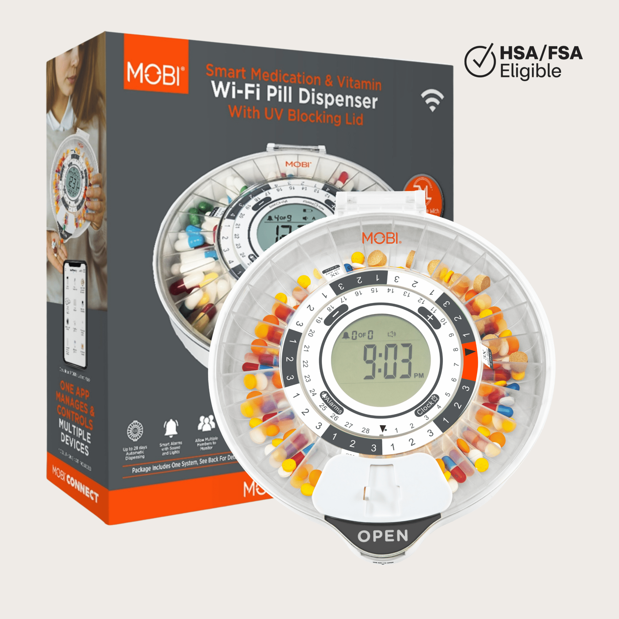 Smart Wi - Fi Pill/Medication Dispenser With 28 Day Capacity - MOBI USA